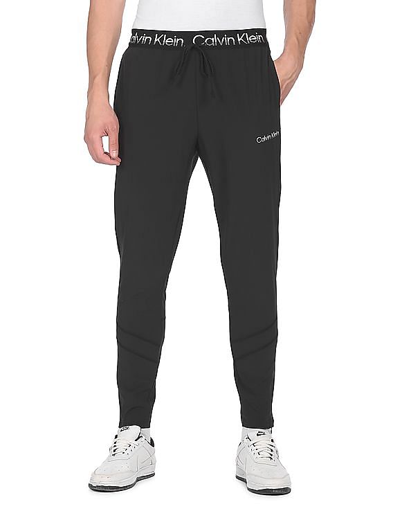 Calvin Klein Men's Performance Mix Media Compression Pant with Logo WB,  Black, Large at  Men's Clothing store