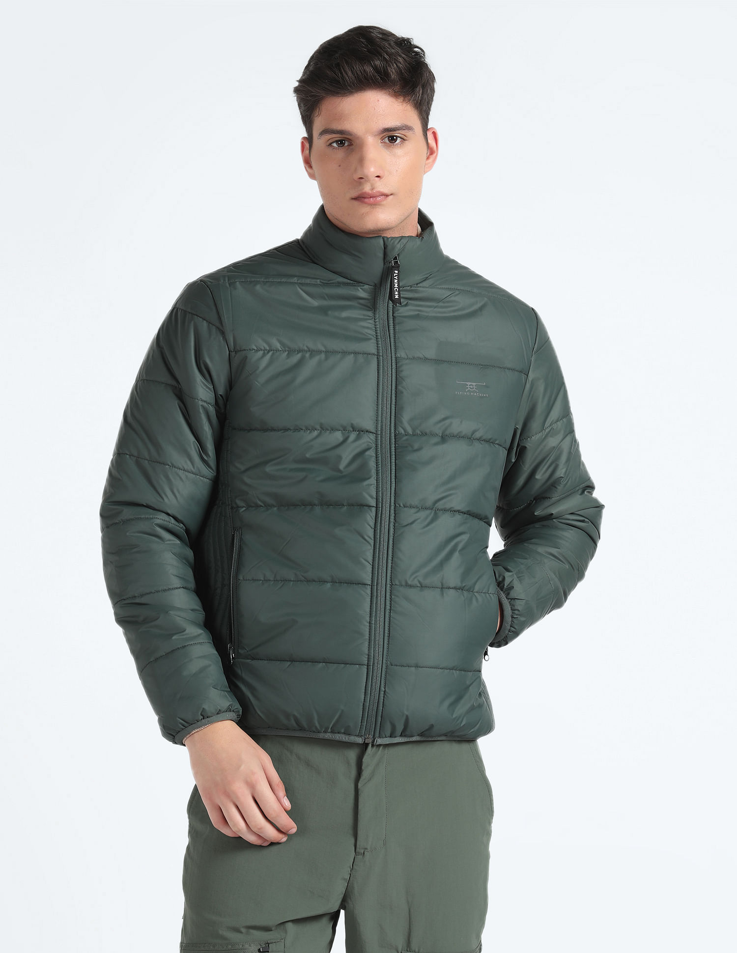 Flying Machine Stand Collar Puffer Jacket