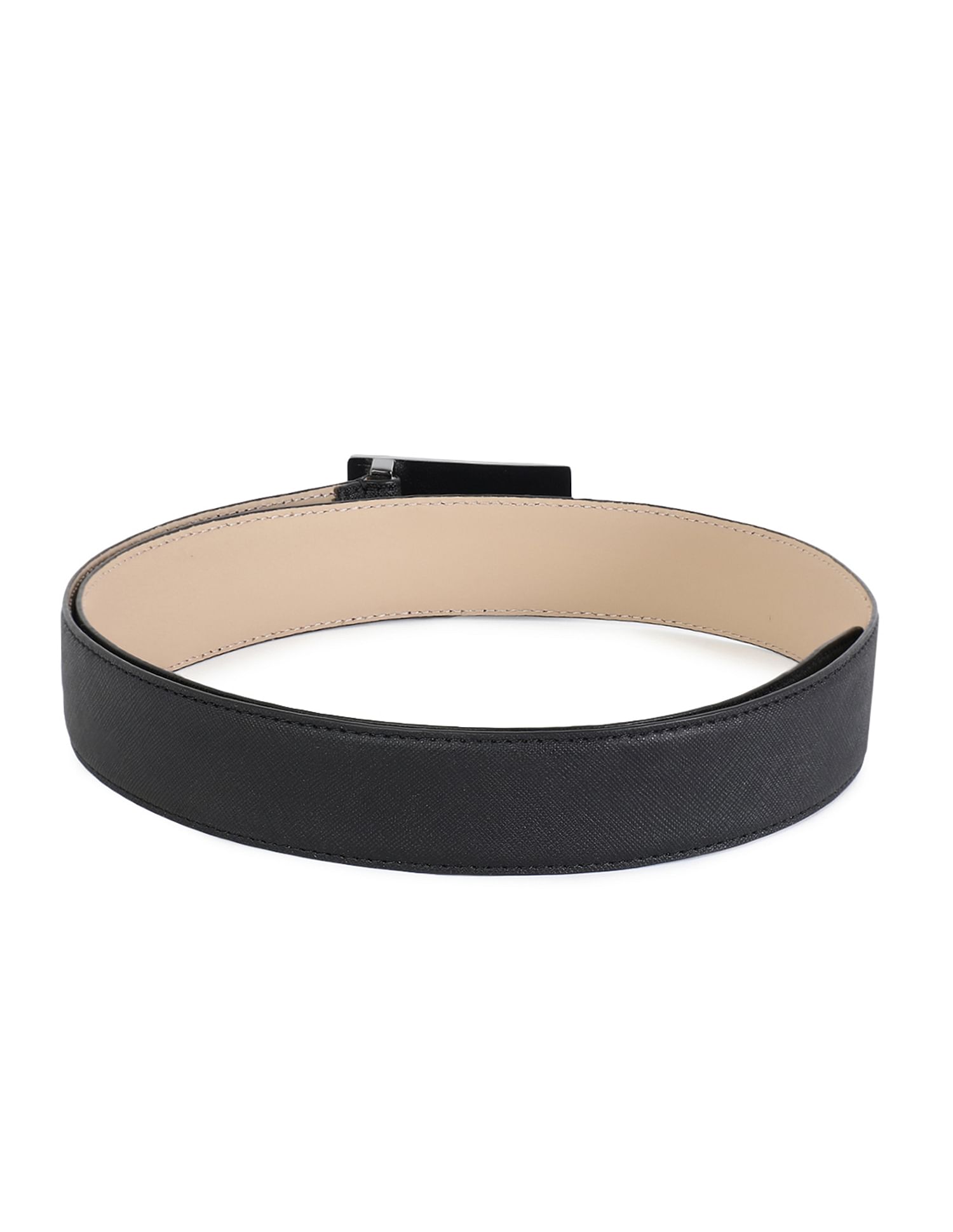 Calvin Klein Leather Inlaid Plaque Saff Belt