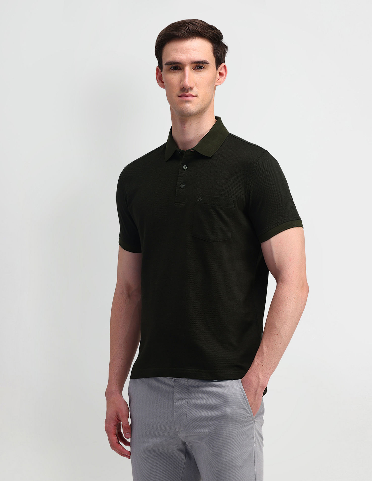 Arrow Textured Cotton Polo Shirt
