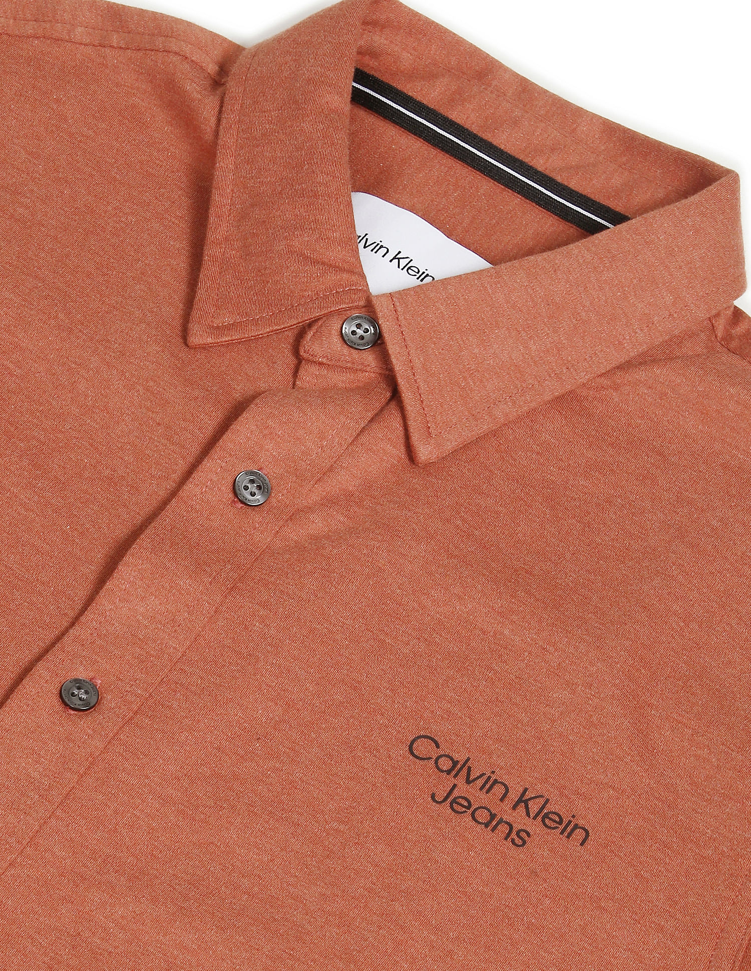 Calvin Klein Jeans Men Brick Red Slim Fit Pure Cotton Solid Casual Shirt