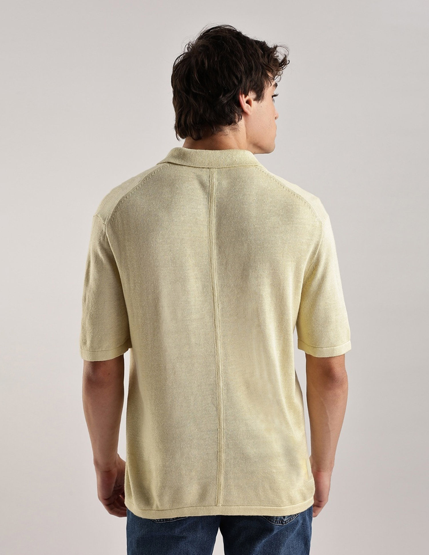Calvin Klein Jeans Solid Regular Fit Linen Polo Shirt