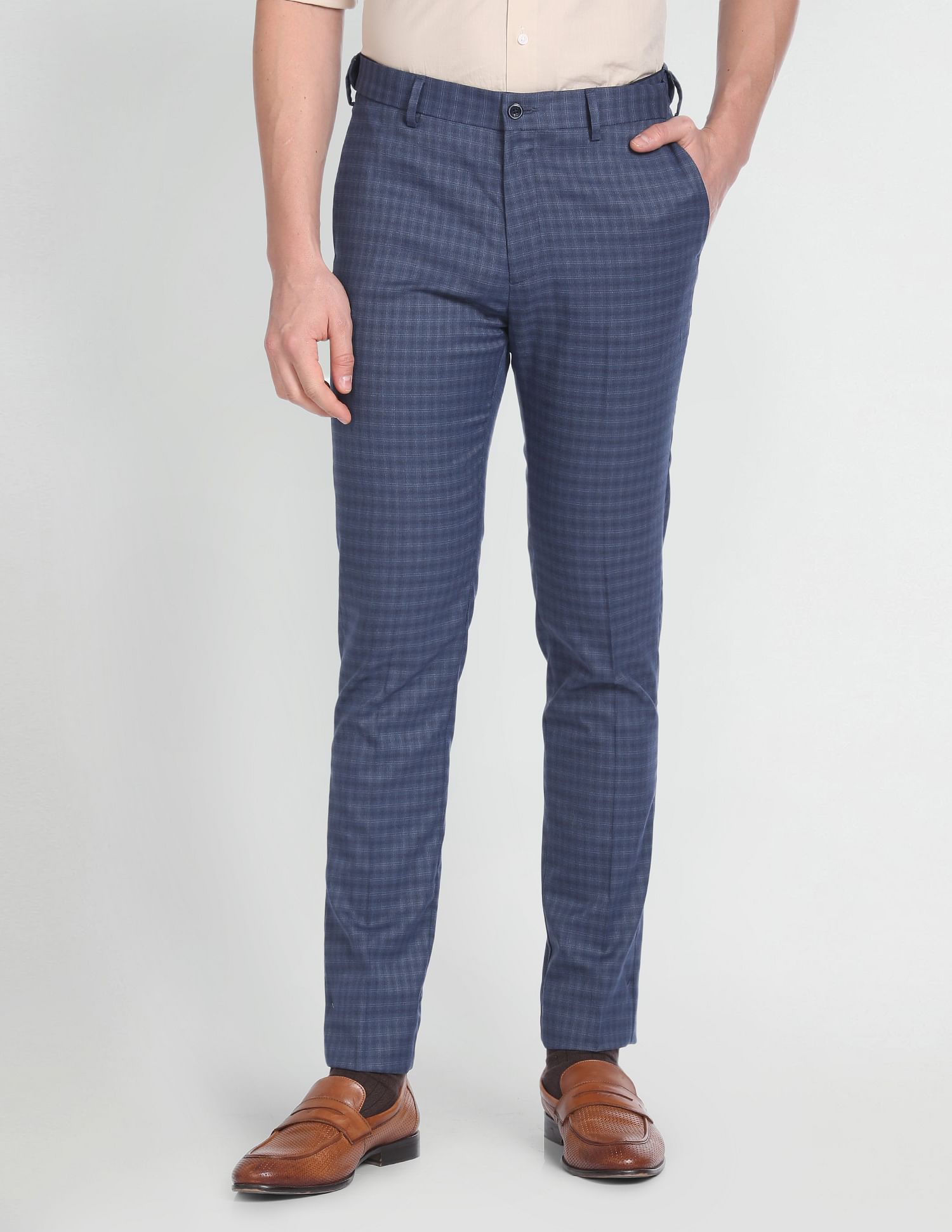 Arrow Newyork Autoflex Check Formal Trousers