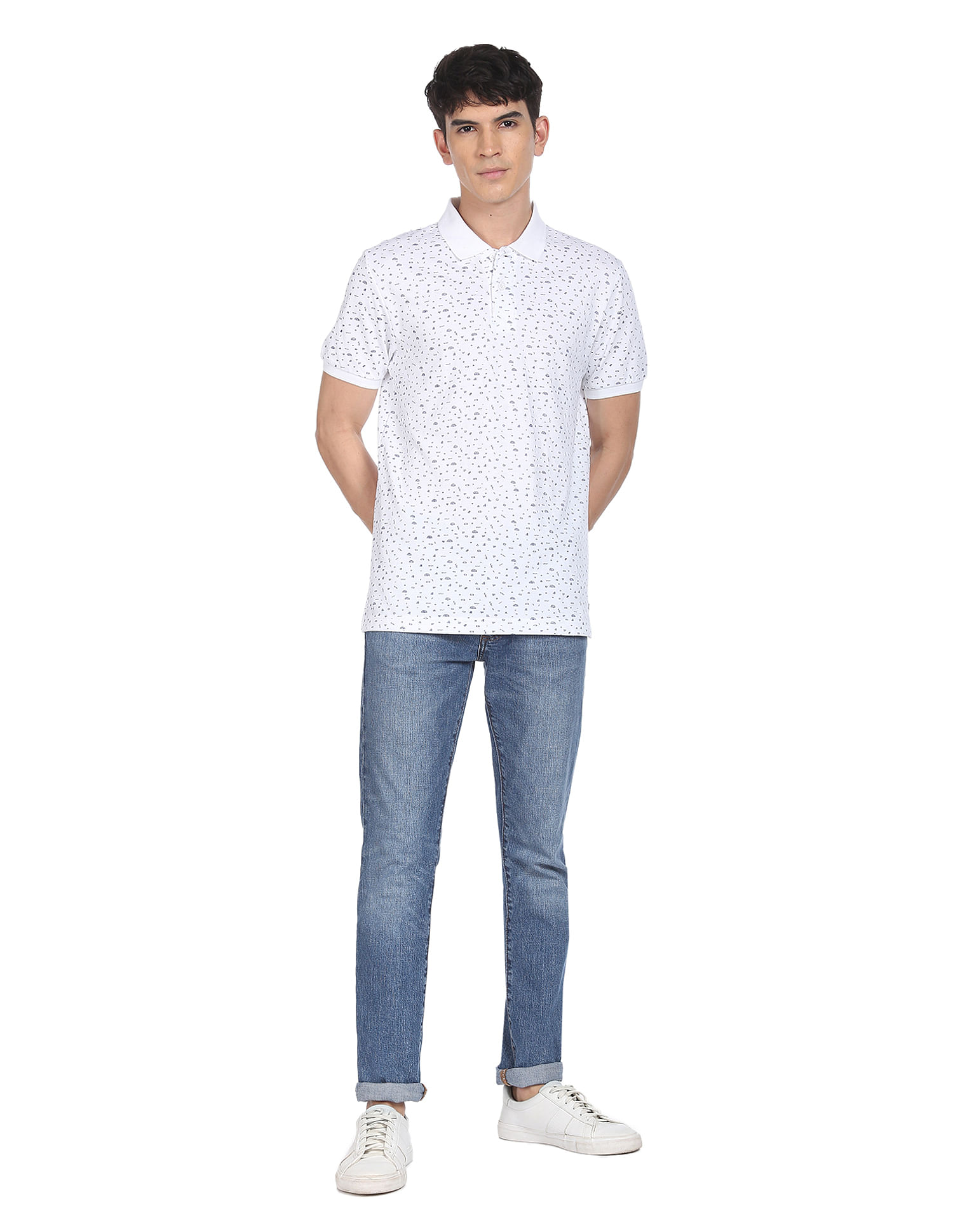 Flying Machine All Over Geometric Print Polo Shirt