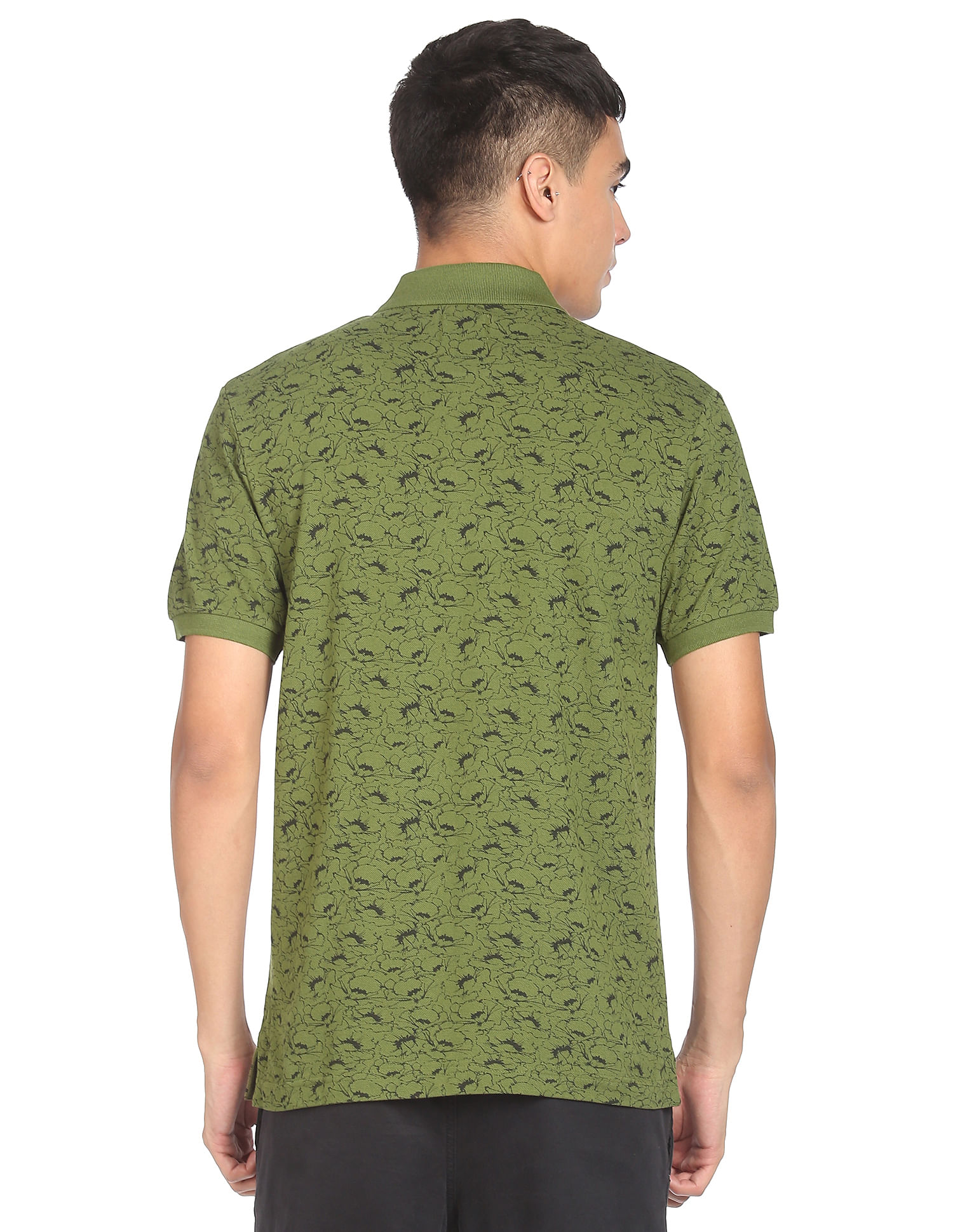 Flying Machine All Over Floral Print Cotton Polo Shirt