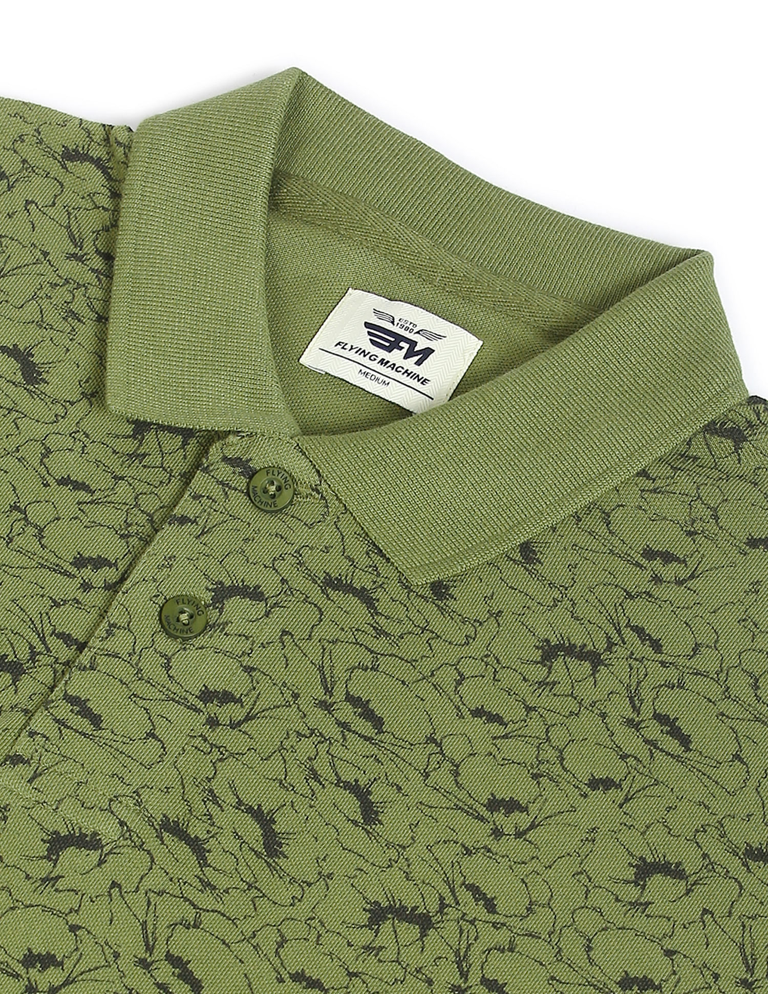 Flying Machine All Over Floral Print Cotton Polo Shirt
