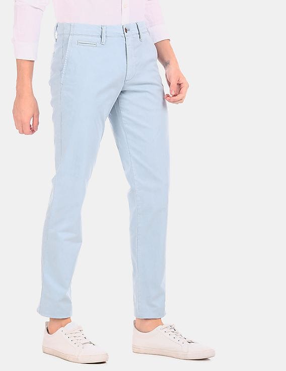 Buy GAP Men Blue Slim Fit Washwell Vintage Wash Khaki Pants