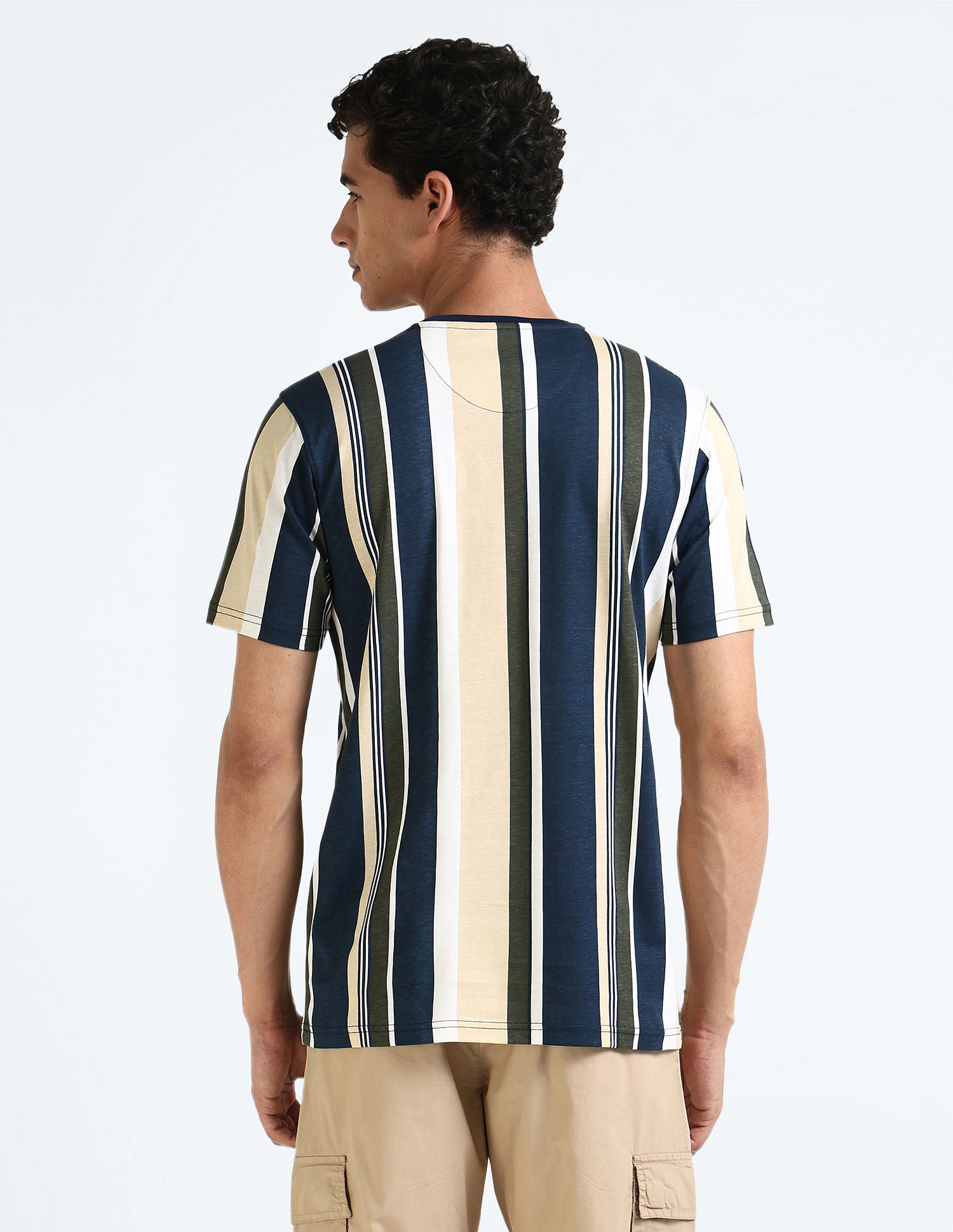 Flying Machine Vertical Stripe Cotton T-Shirt