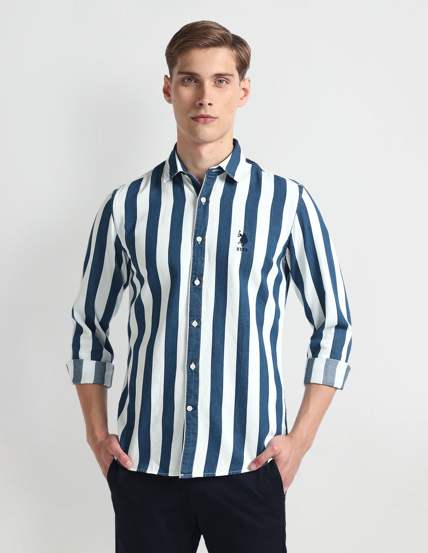 U.S. Polo Assn. Denim Co. Vertical Stripe Slim Fit Shirt