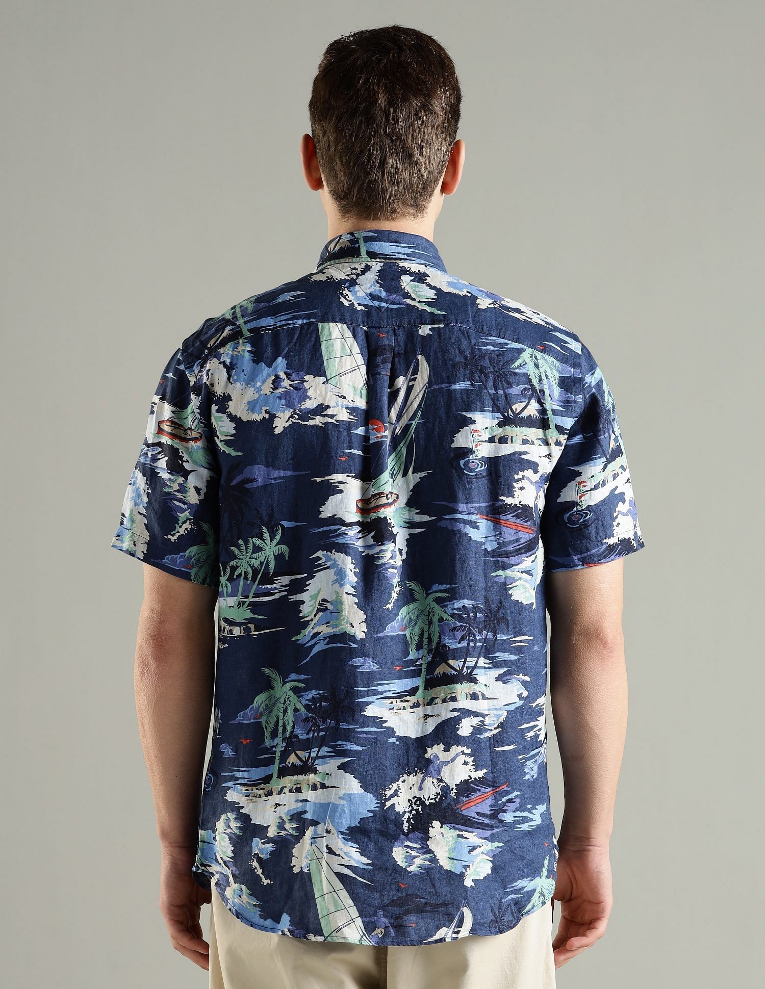 Tommy Hilfiger Printed Regular Fit Linen Shirt