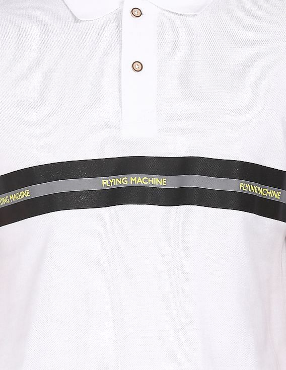 Flying Machine Ribbed Collar Brand Tape Polo Shirt
