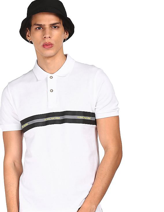 Flying Machine Ribbed Collar Brand Tape Polo Shirt