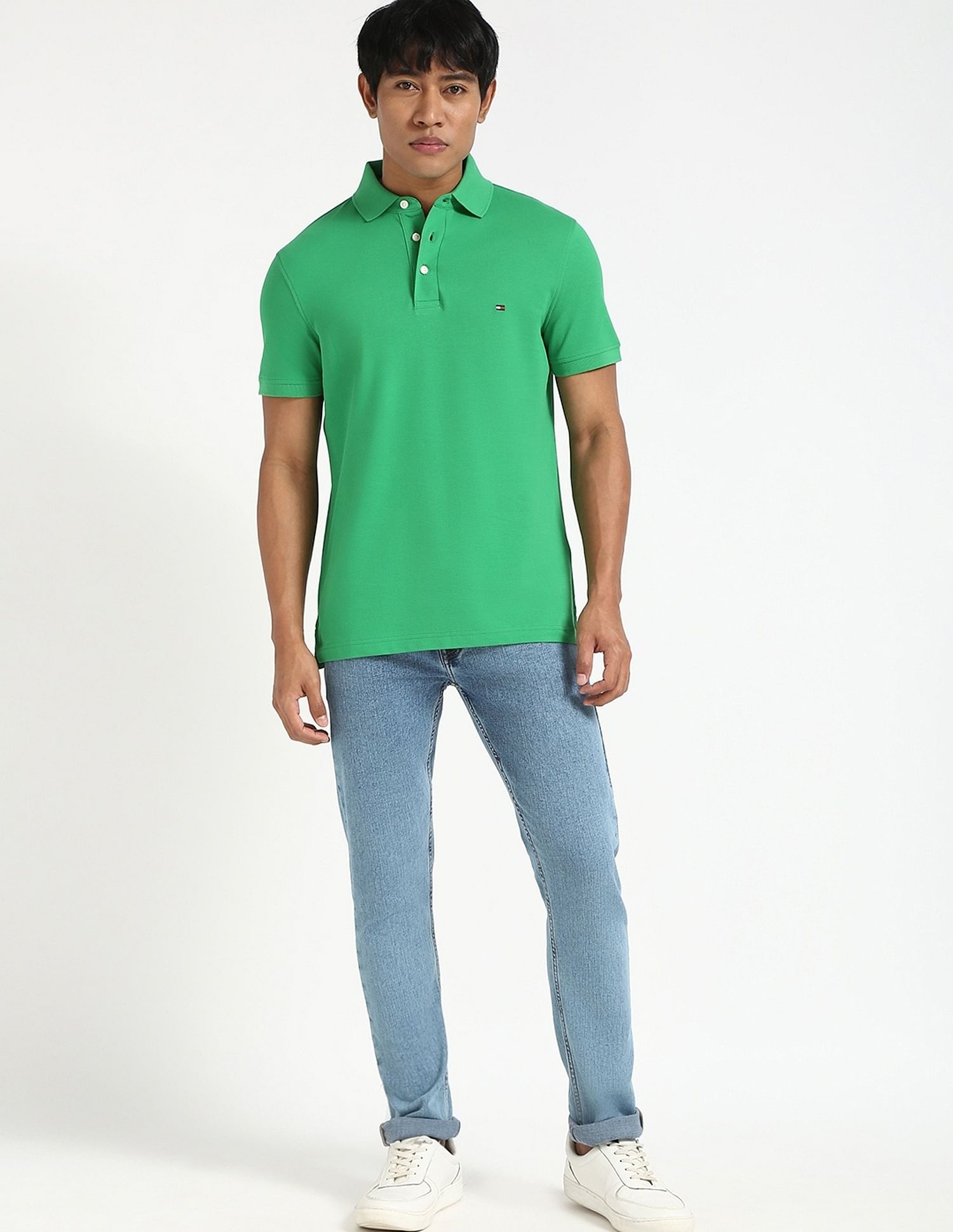Tommy Hilfiger Solid Slim-Fit Cotton Polo Shirt