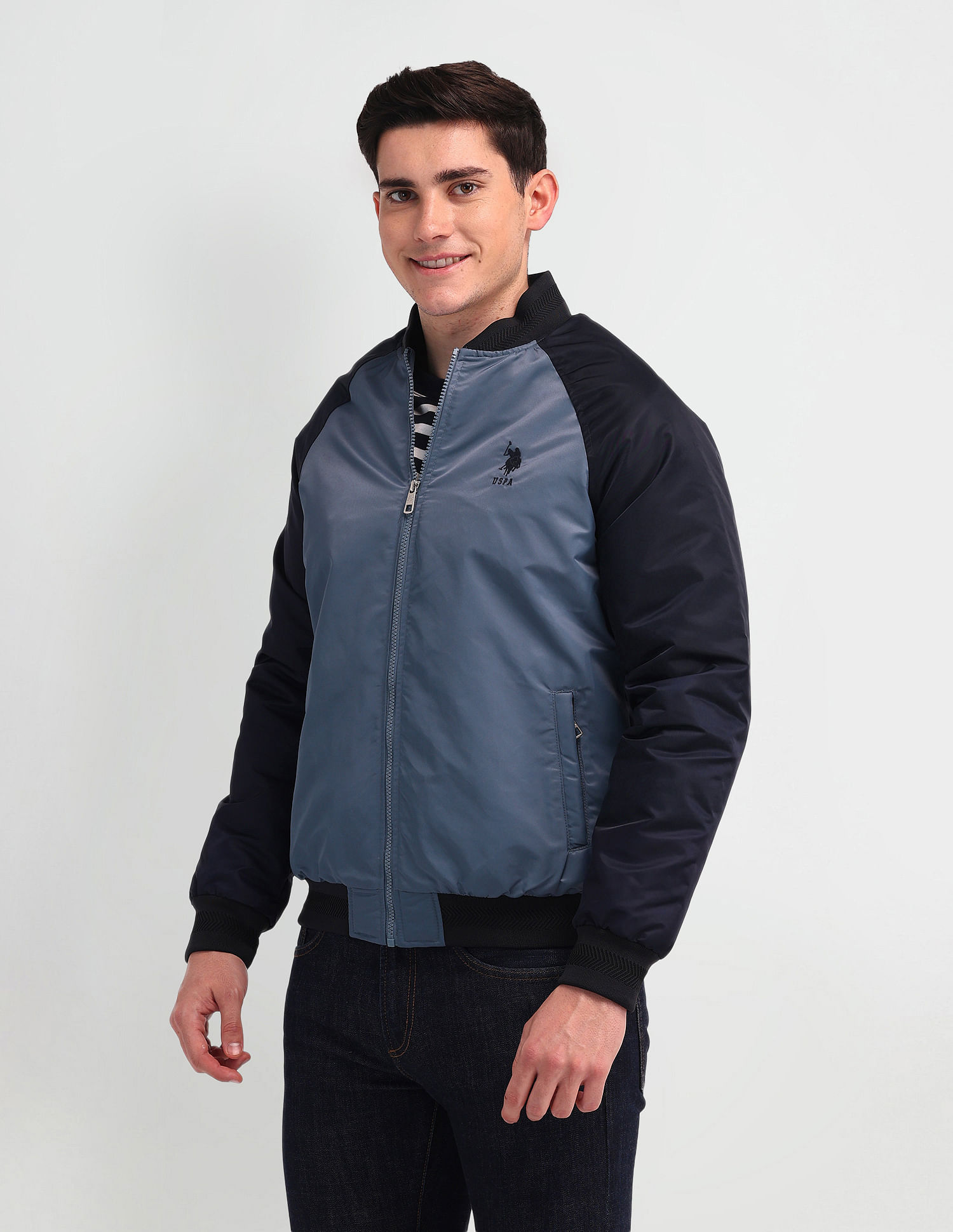 U.S. Polo Assn. Denim Co. Regular Fit Solid Bomber Jacket