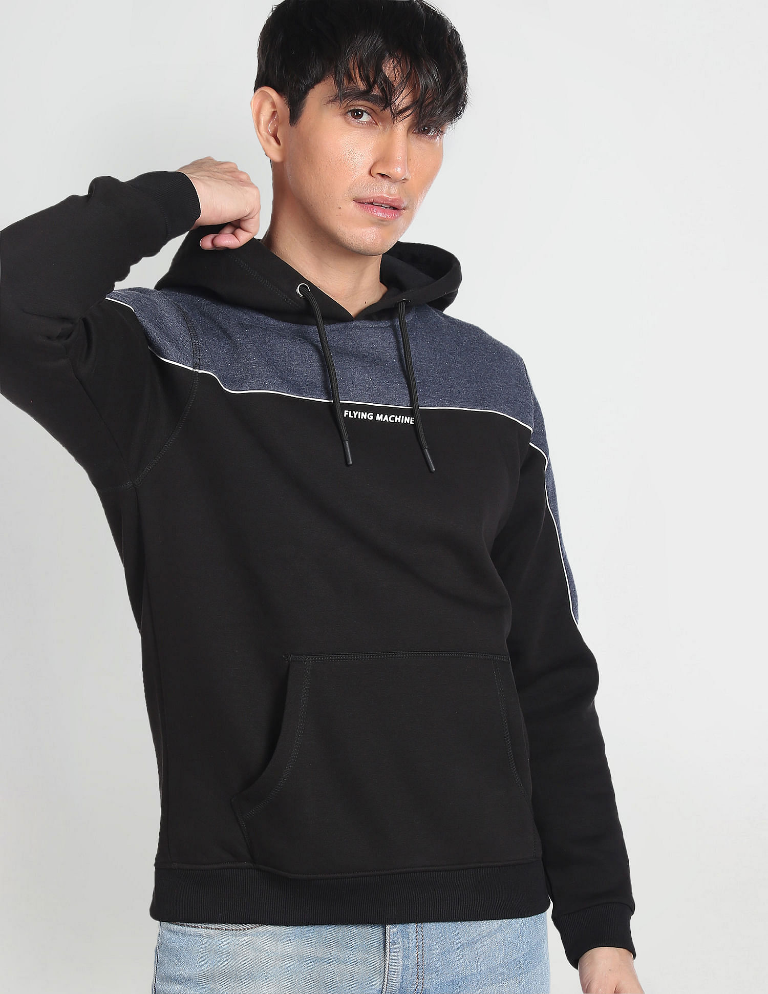 Flying Machine Hooded Panelled Sweatshirt
