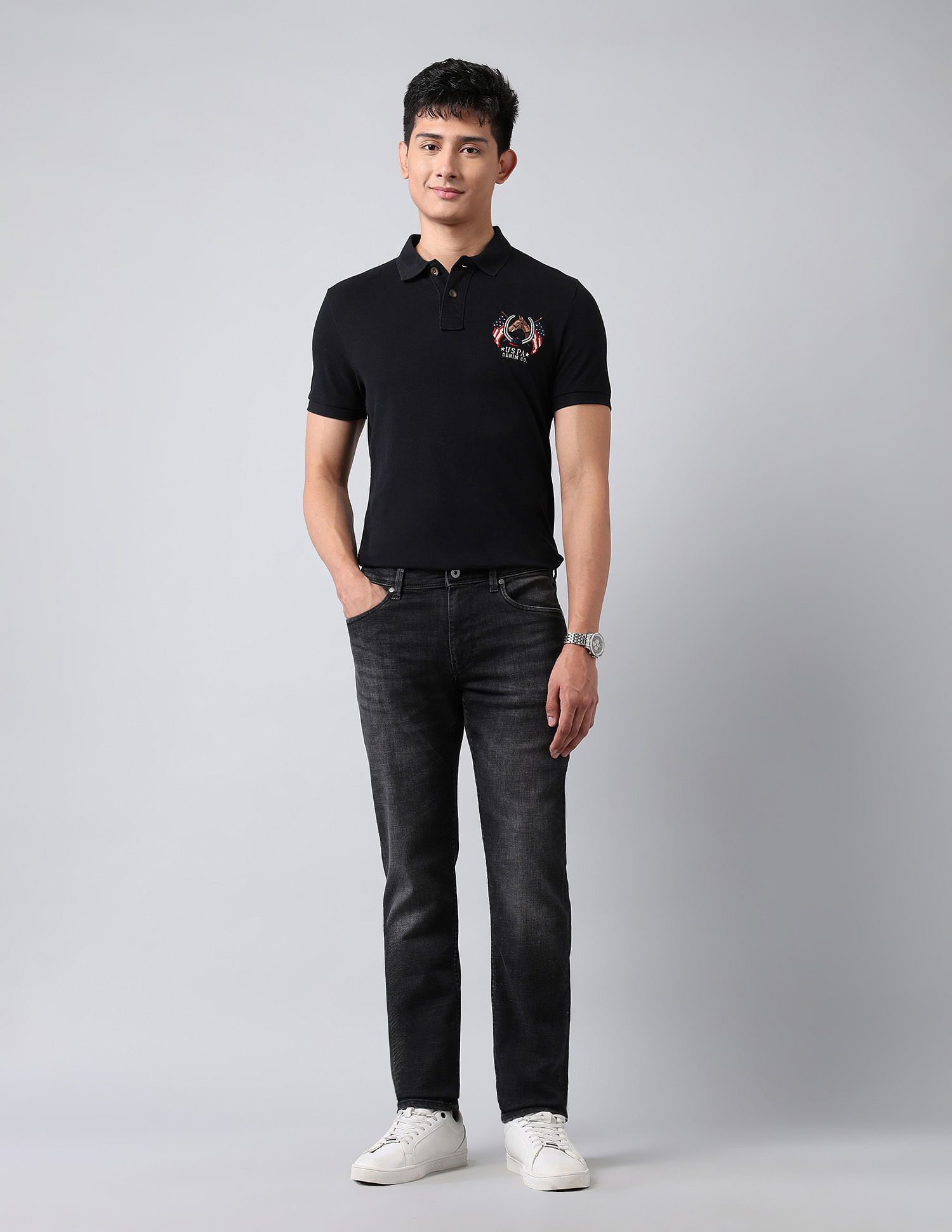 U.S. Polo Assn. Denim Co. Brandon Slim Tapered Fit Black Jeans