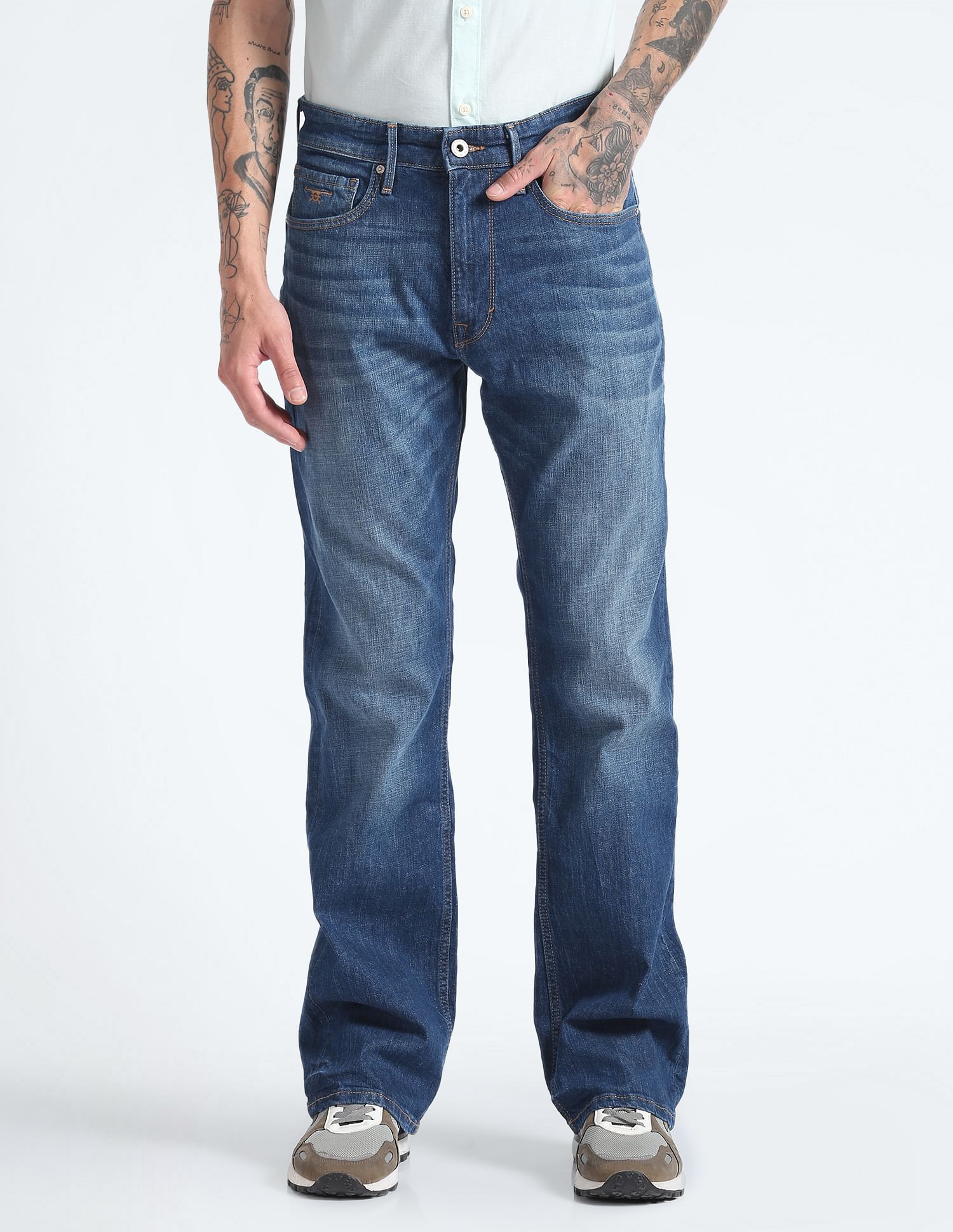 Flying Machine Stone Wash Bootcut Jeans