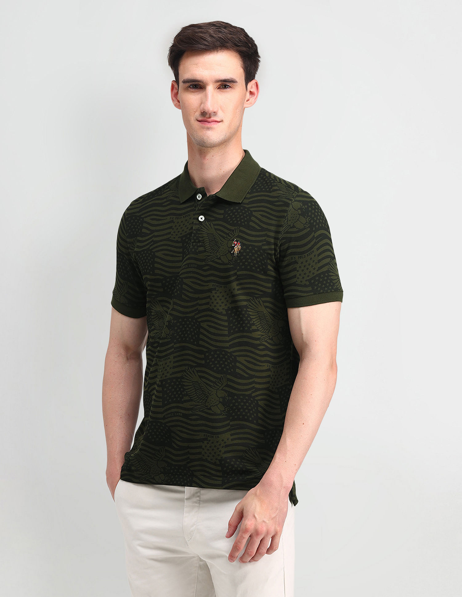 U.S. Polo Assn. Denim Co. Muscle Fit Printed Polo Shirt