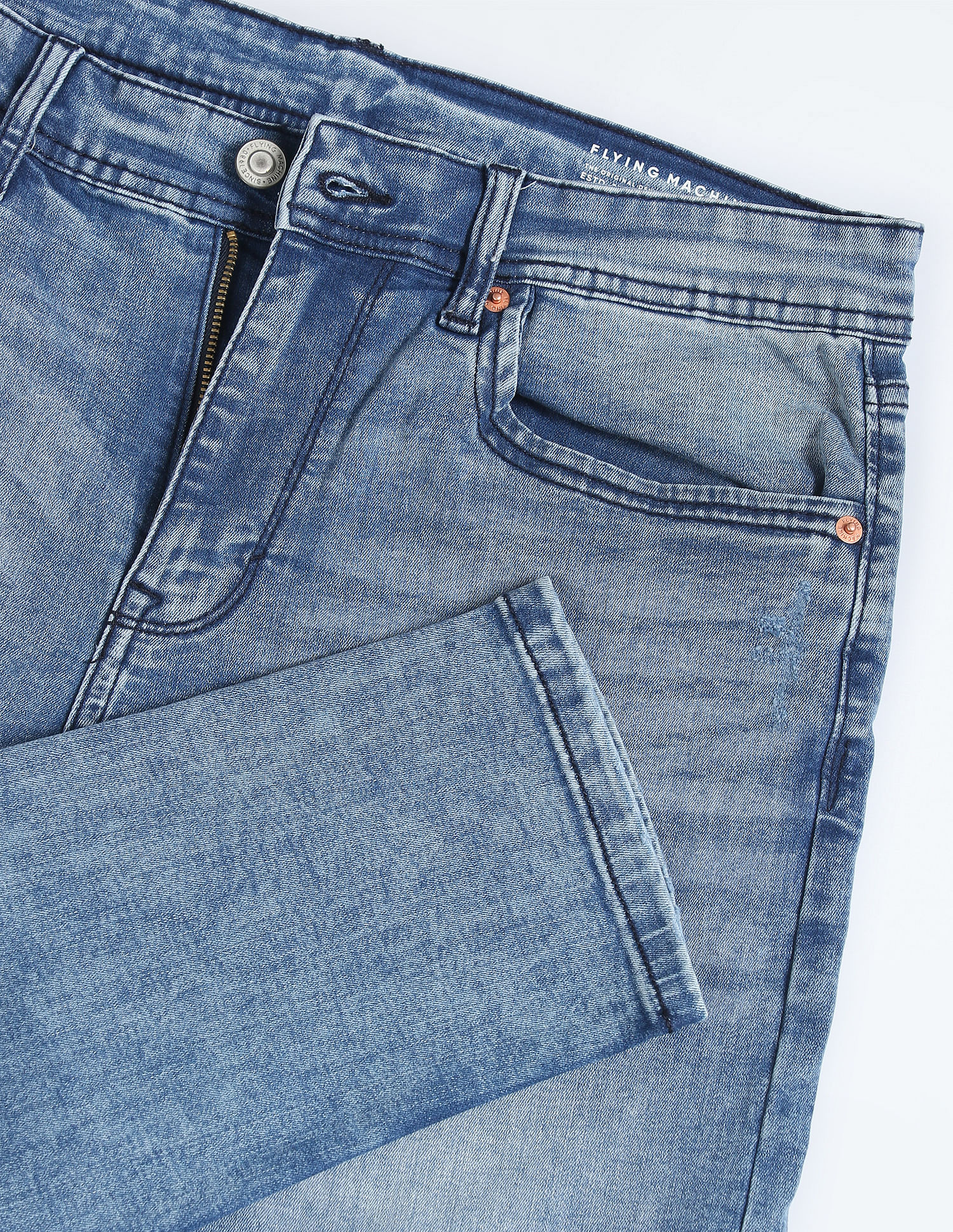Flying Machine Slash Slim Tapered Fit Jeans