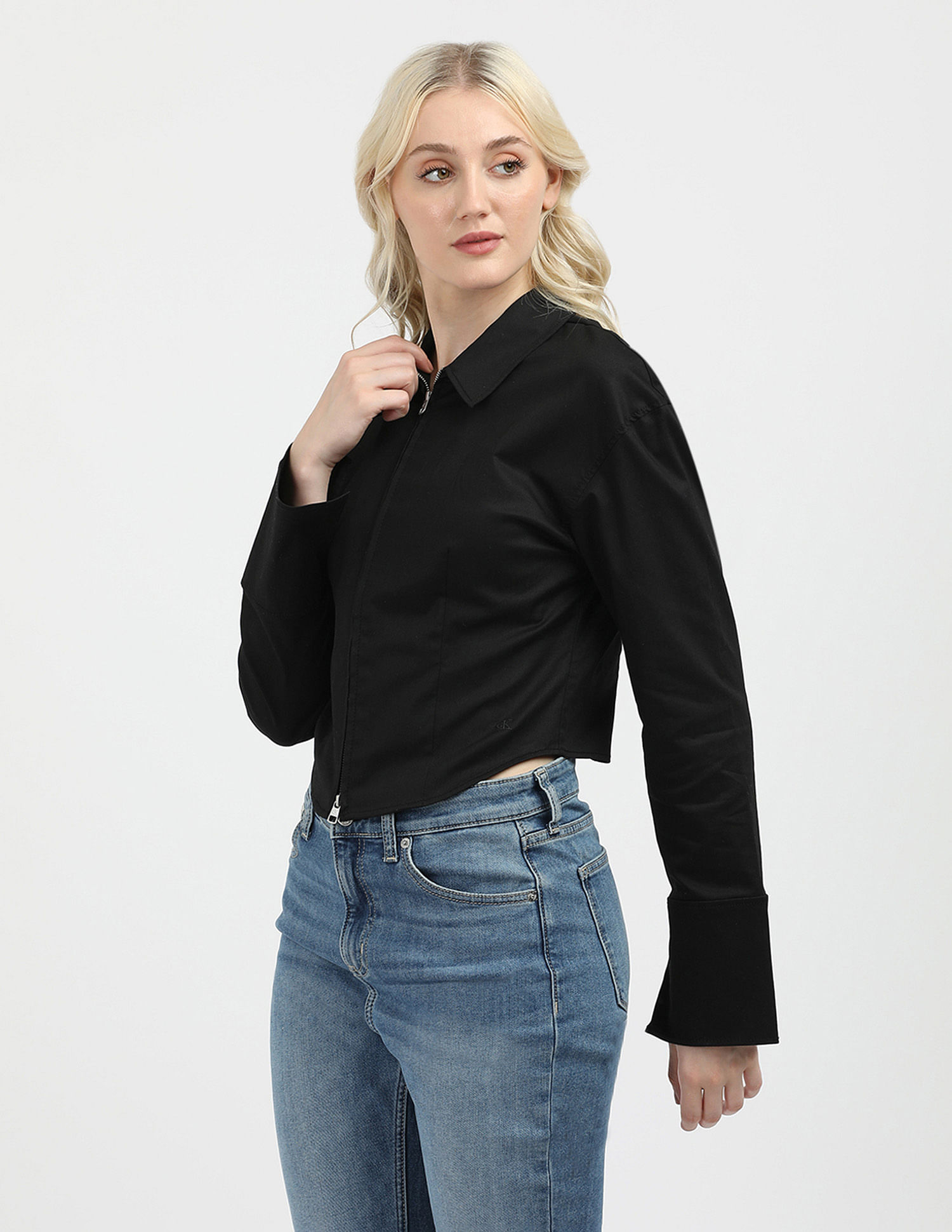 Calvin Klein Jeans Zipped Cotton Long Sleeve Top