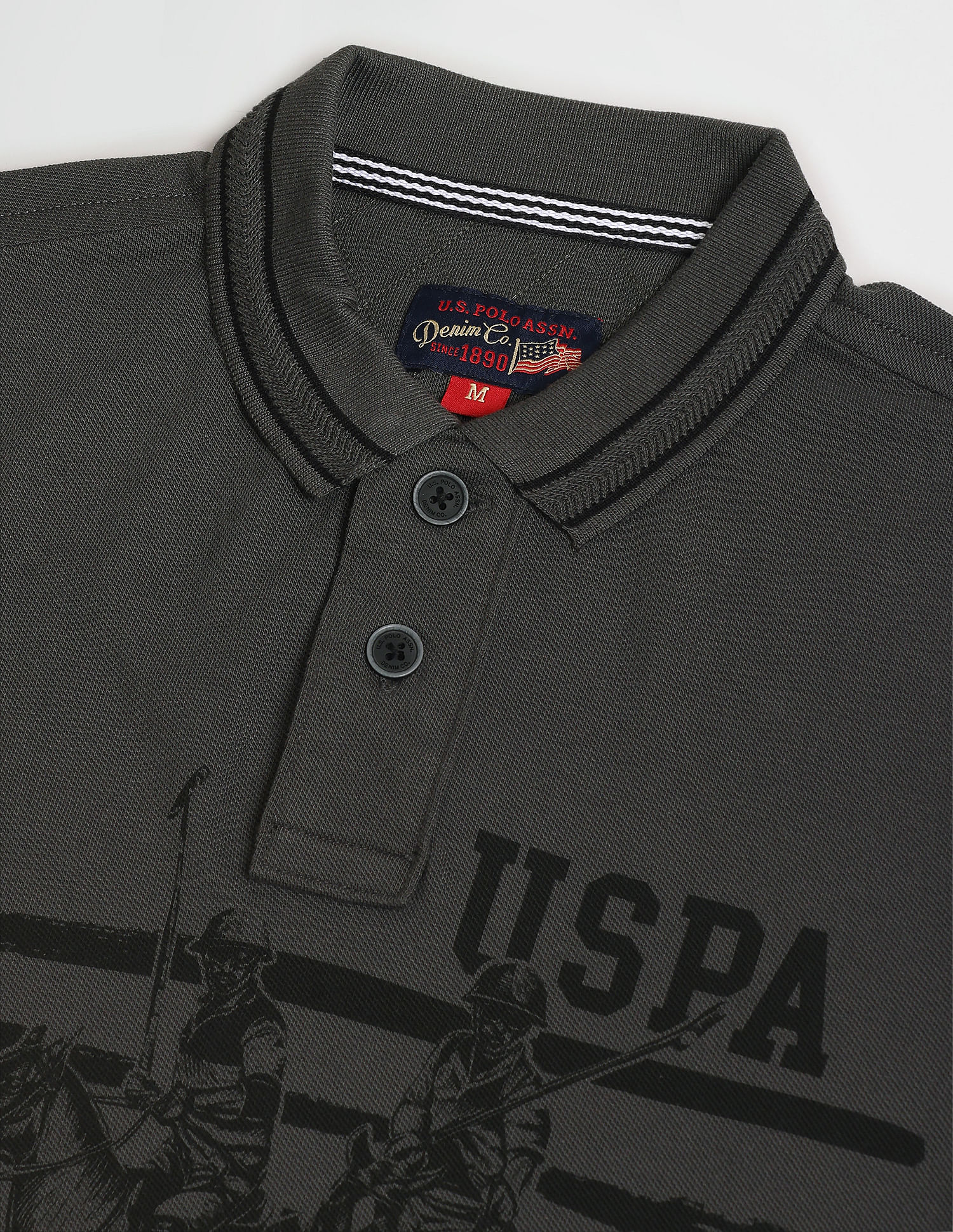 U.S. Polo Assn. Denim Co. Typographic Print Pique Polo Shirt