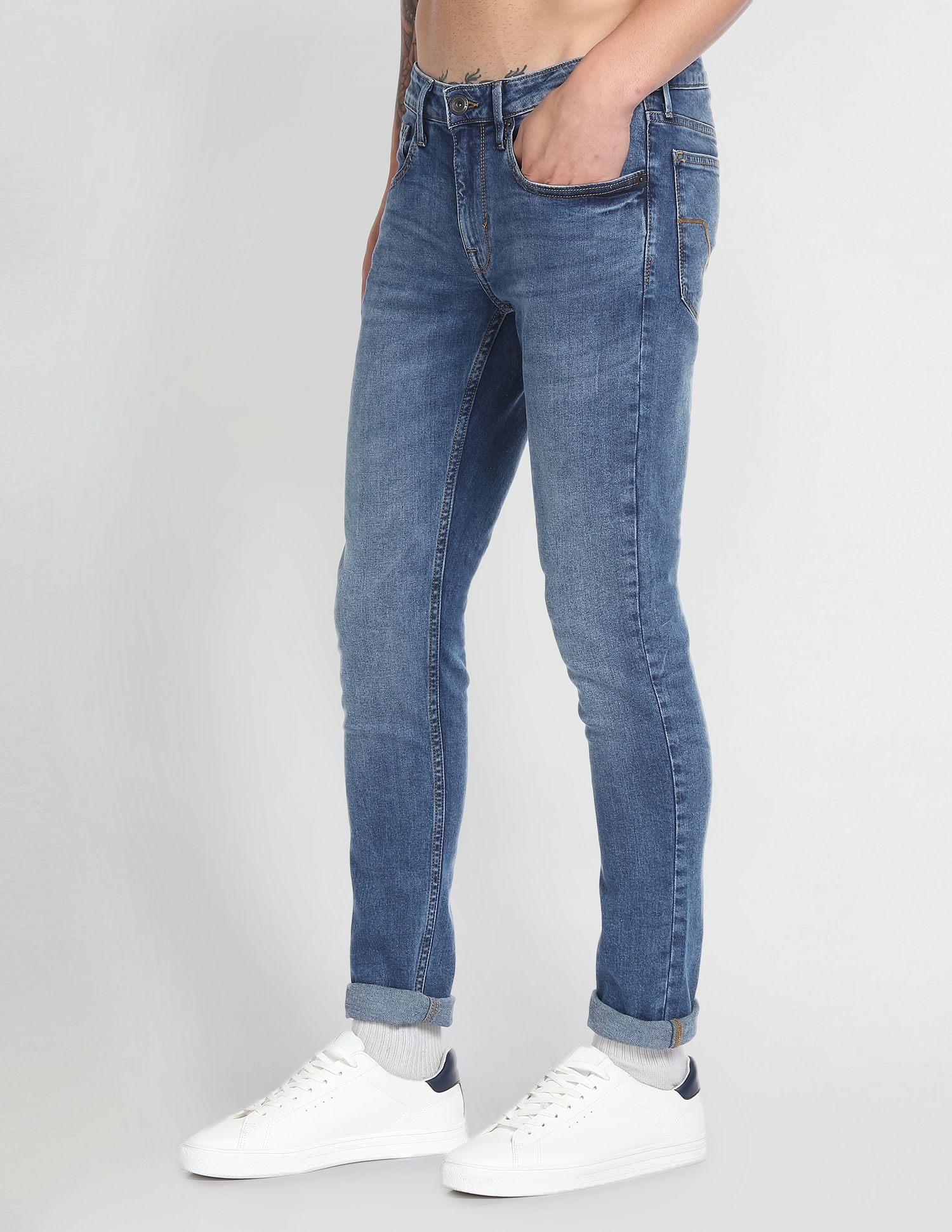 Flying Machine Low Rise Super Skinny Fit Wash Jeans
