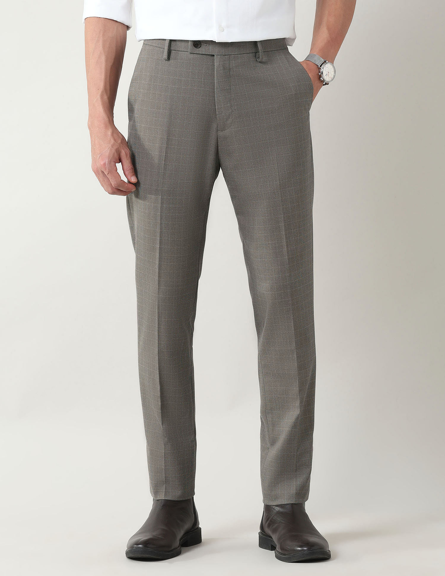 Arrow Slim Fit Checked Trousers