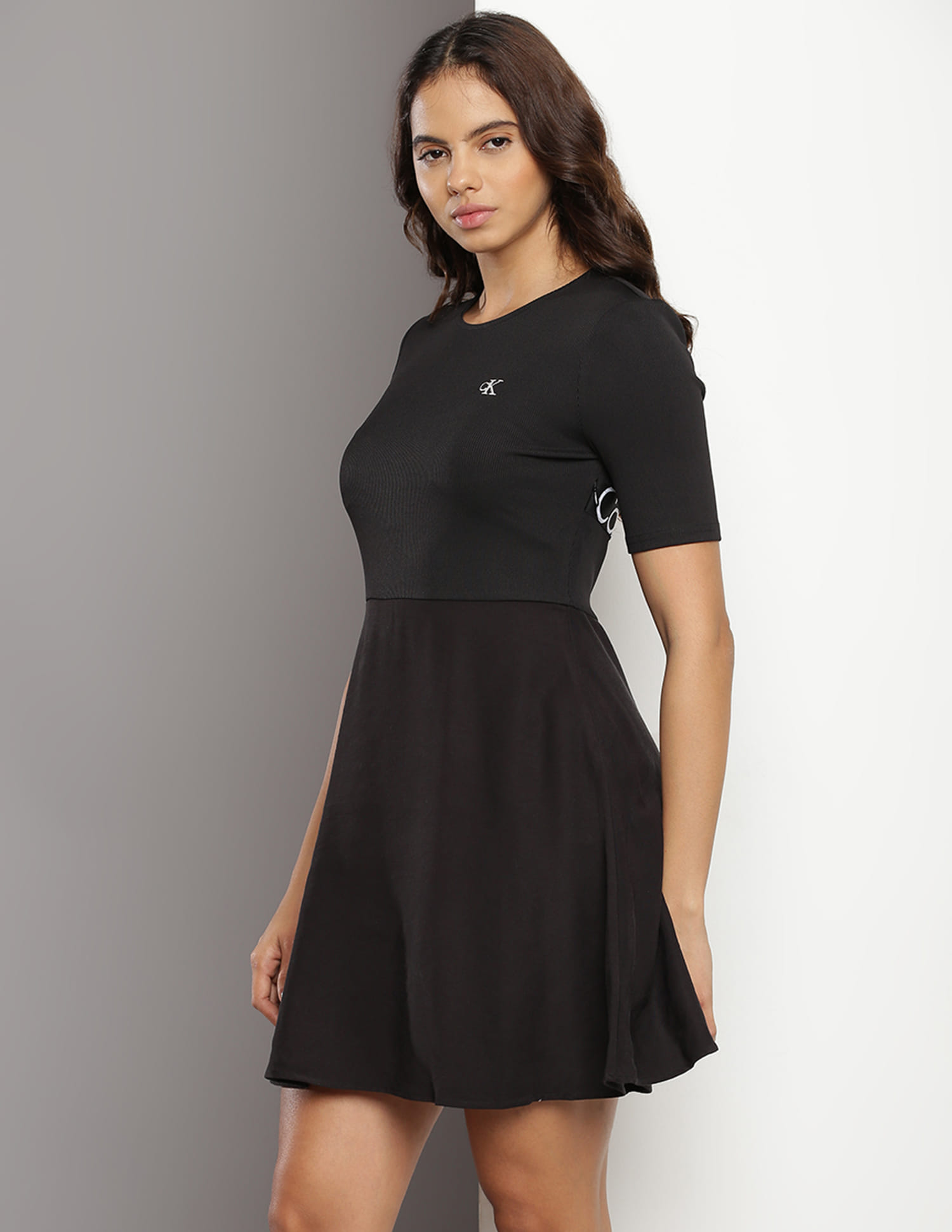 green emerald velvet dress Calvin Klein Grommet Embellished Black Fit & Flare Dress Size 10   theuntamedthread.com