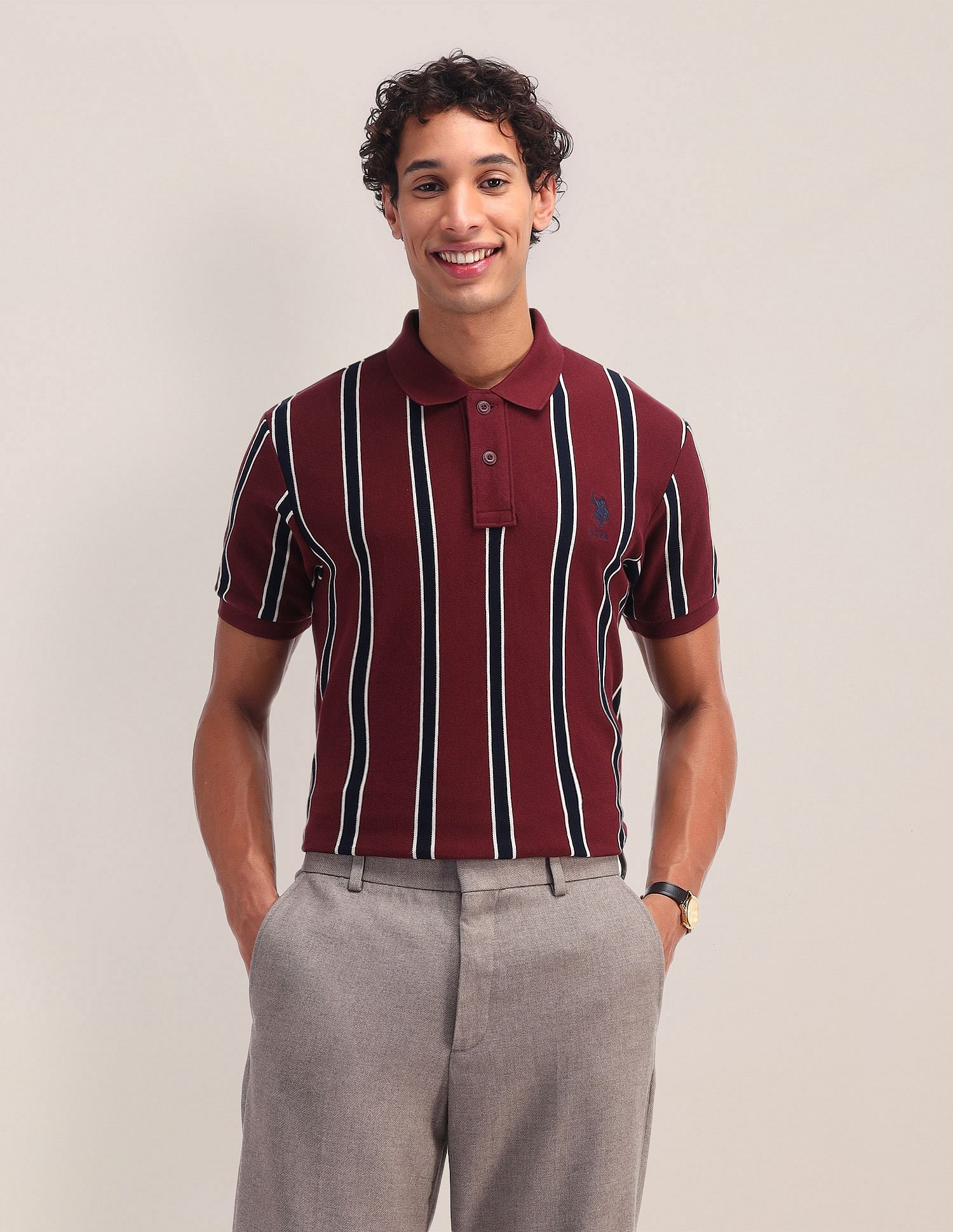 U.S. Polo Assn. Vertical Striped Slim Fit Polo Shirt