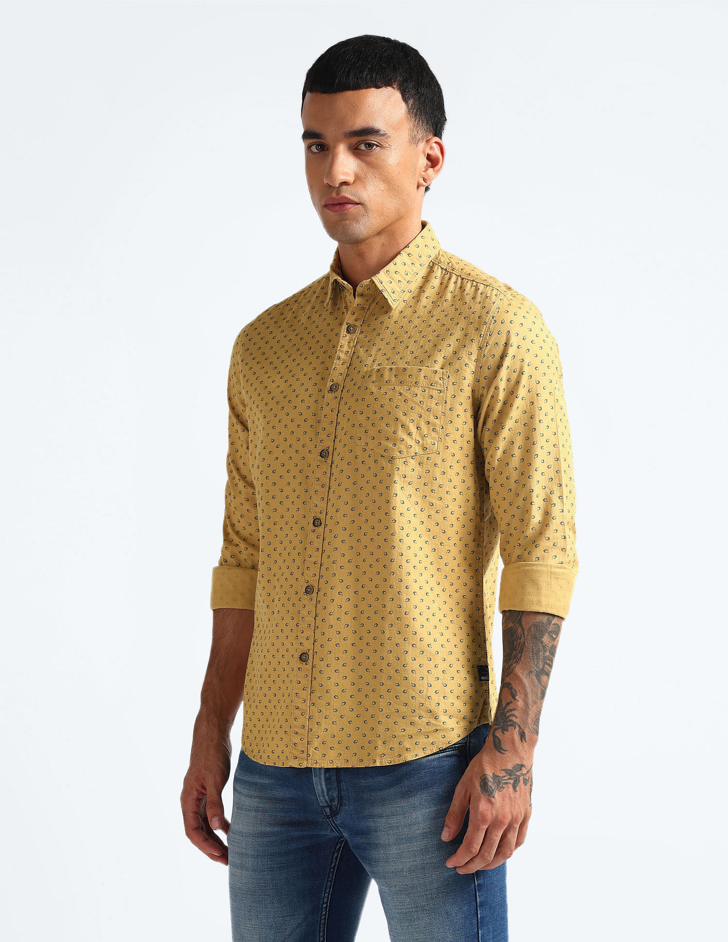 Flying Machine All-Over Print Pure Cotton Shirt
