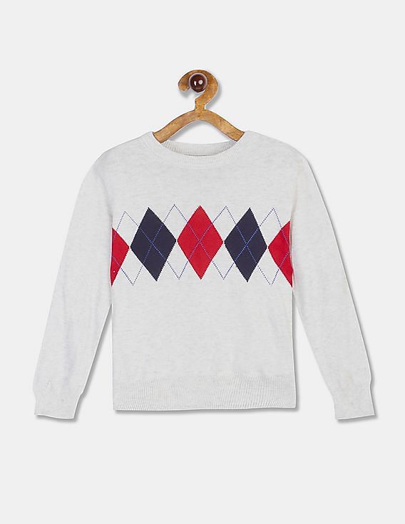 Long sleeve argyle discount sweater