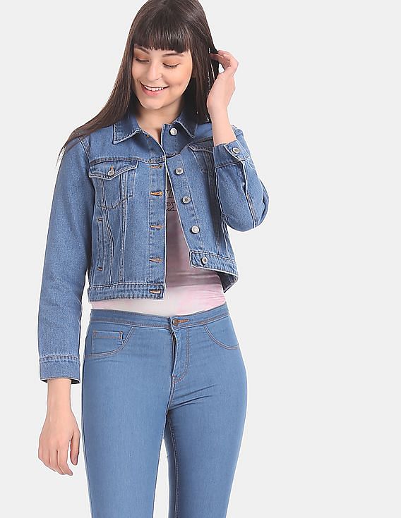 Buy Flying Machine Women Ruched Front Long Sleeve Solid Crop Top - NNNOW.com