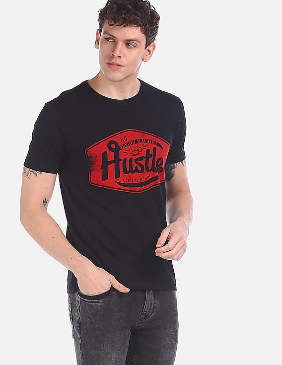 black and red graphic tee mens