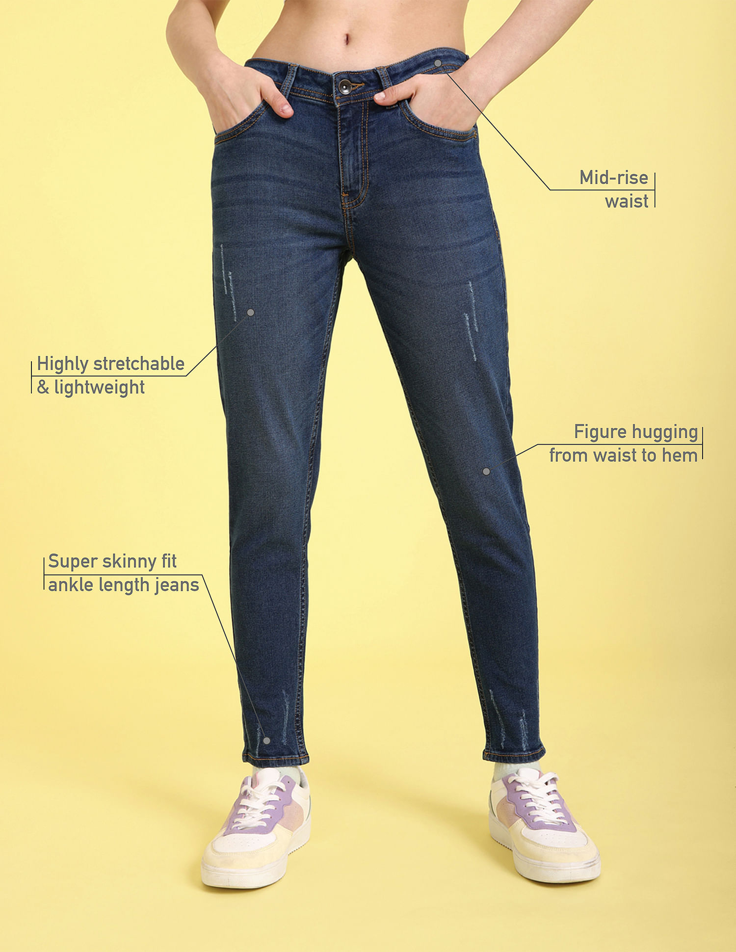 Buy Flying Machine Women Victoria Skinny Fit Lightly Distressed Jeans 