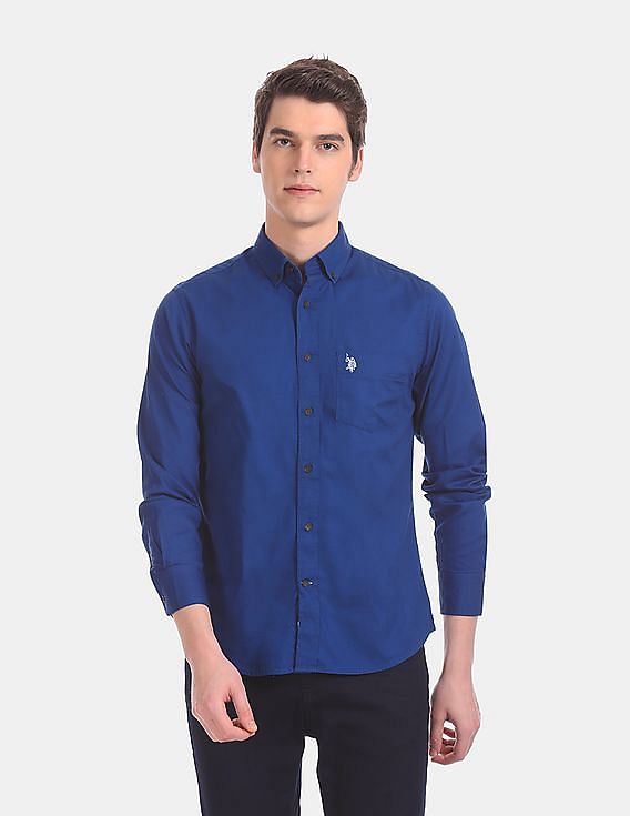 U.S. Polo Assn. Button Down Collar Solid Casual Shirt