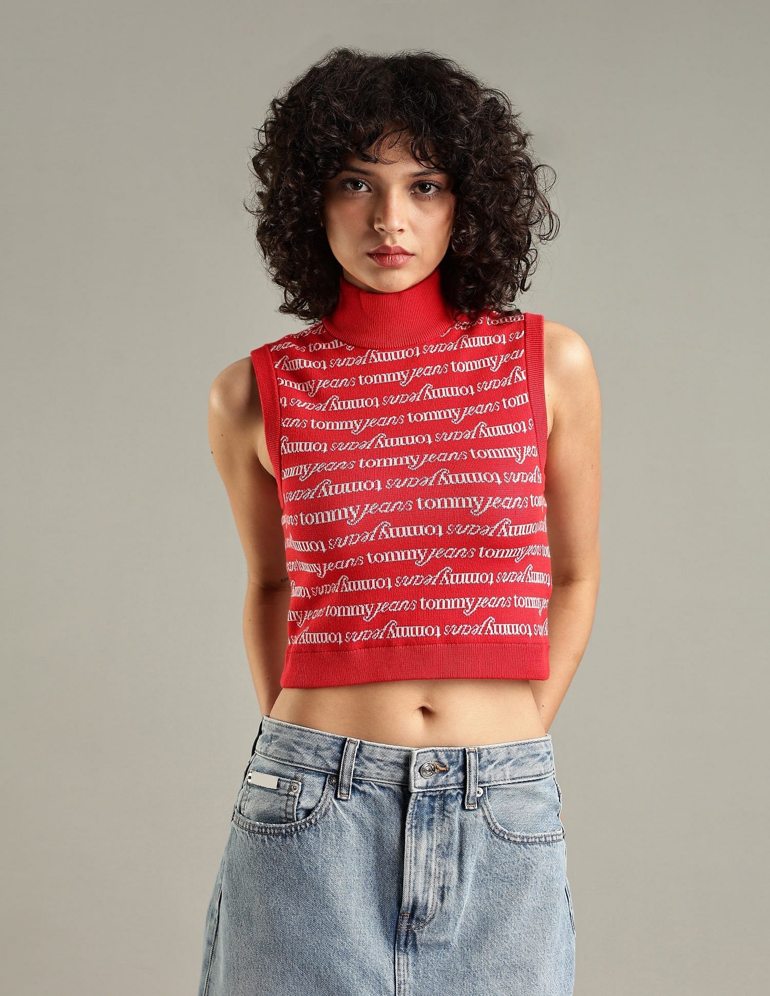 Tommy Hilfiger Regular-Fit Cotton High-Neck Crop Top