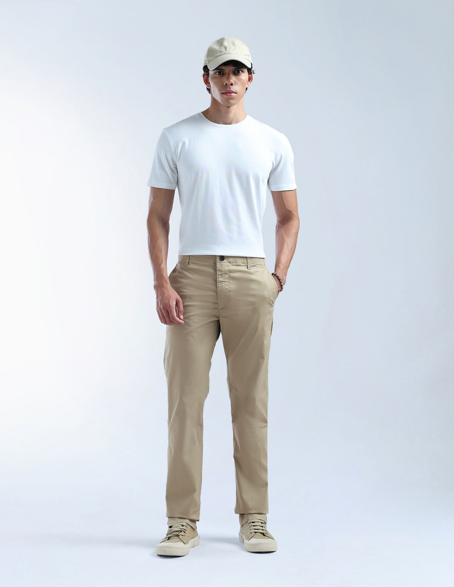 Flying Machine Mid Rise F-Jango Straight Fit Twill Trousers