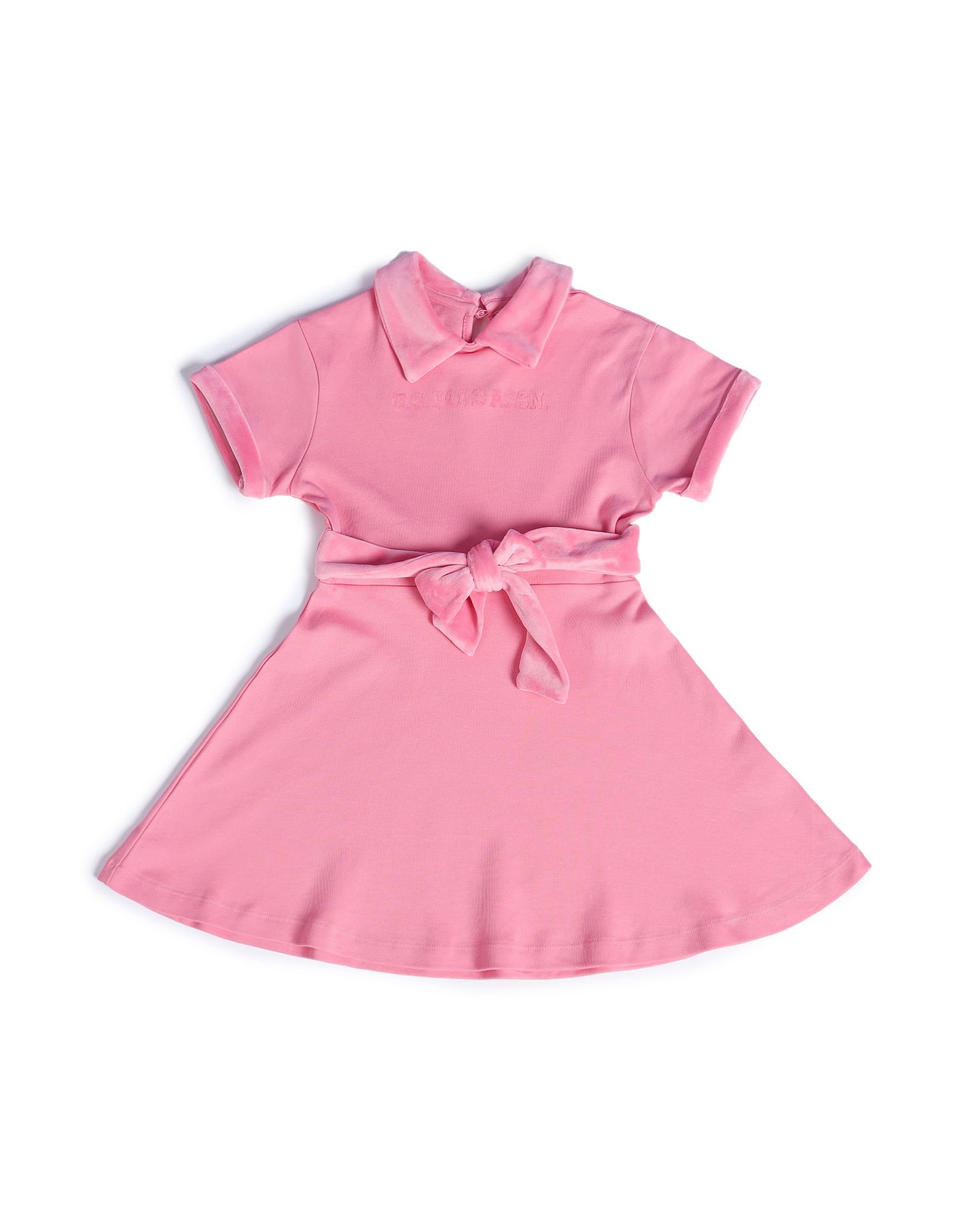U.S. Polo Assn. Kids Girls Solid Mini Skater Dress