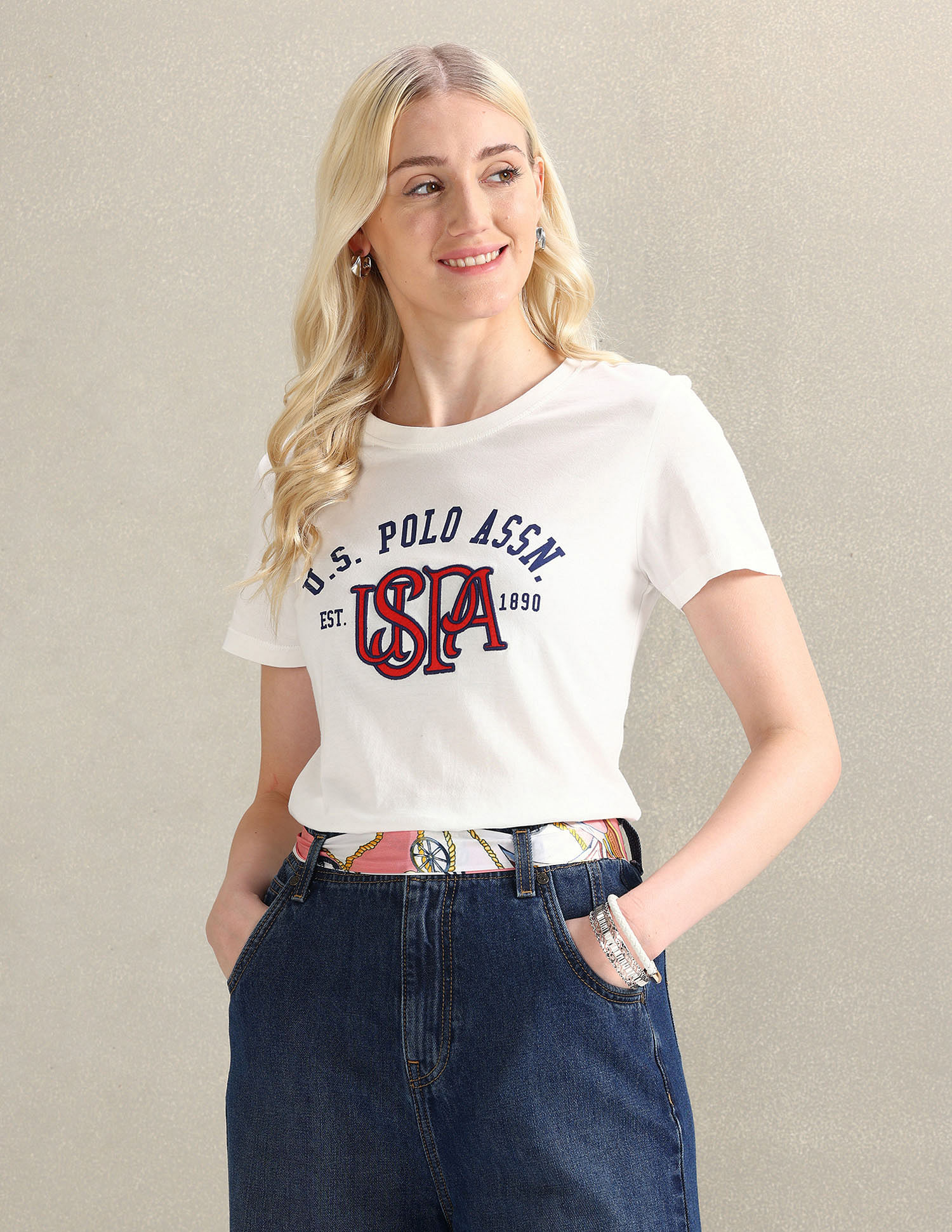U.S. Polo Assn. Women HD Print Pure Cotton T-Shirt