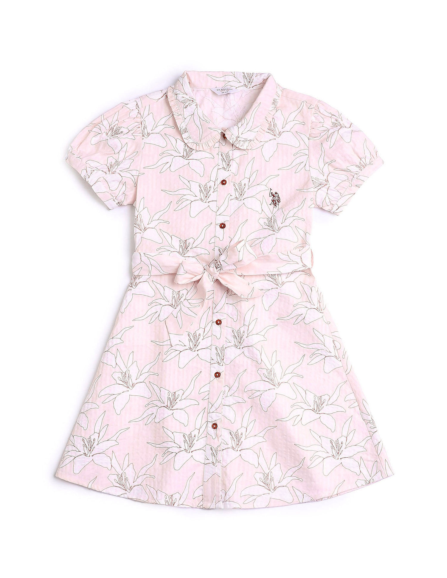 U.S. Polo Assn. Kids Girls Floral Printed Fit & Flare Dress