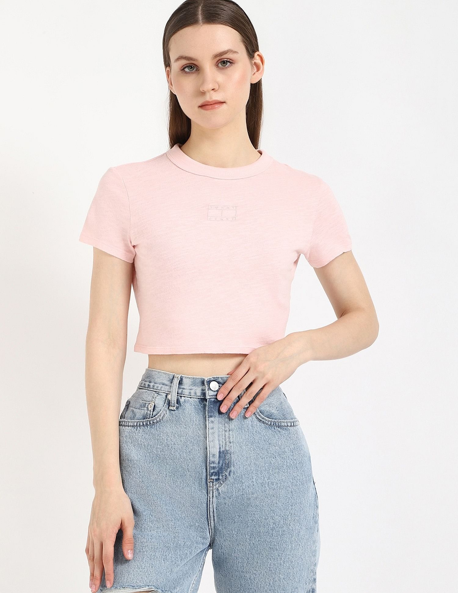 Tommy Hilfiger Solid Cropped-Fit Cotton T-Shirt