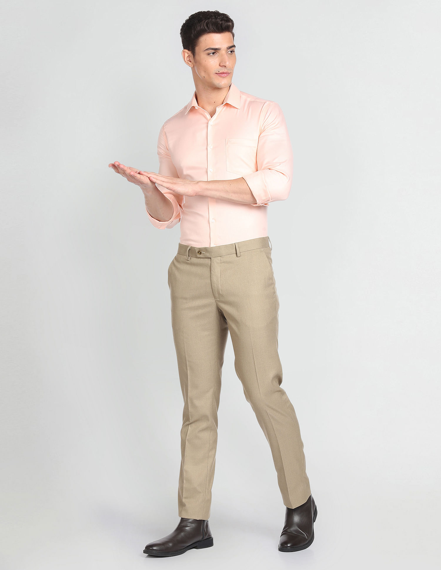 Arrow Self Design Tailored Fit Formal Trouser