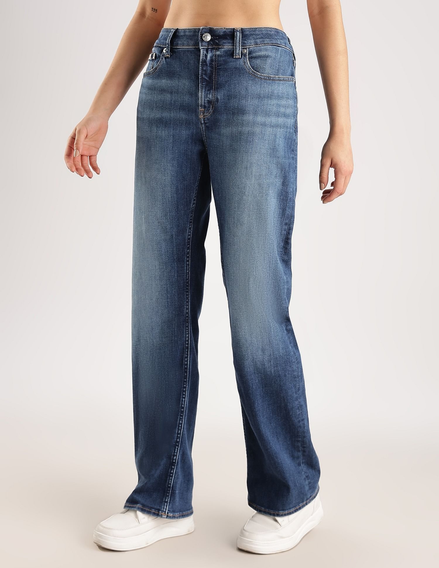 Calvin Klein Mid-Wash Relaxed-Fit High Rise Jeans