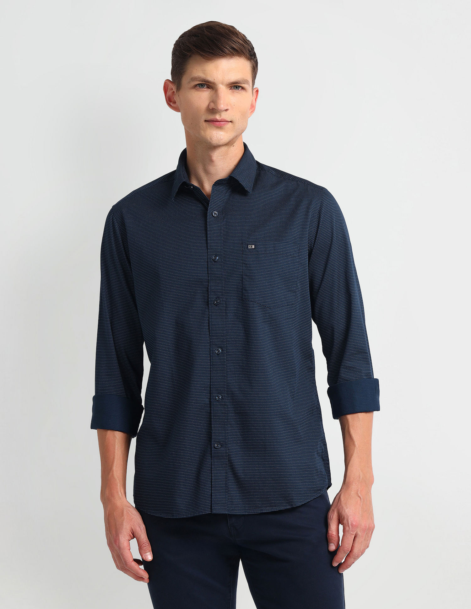 Arrow Sport Horizontal Striped Twill Shirt