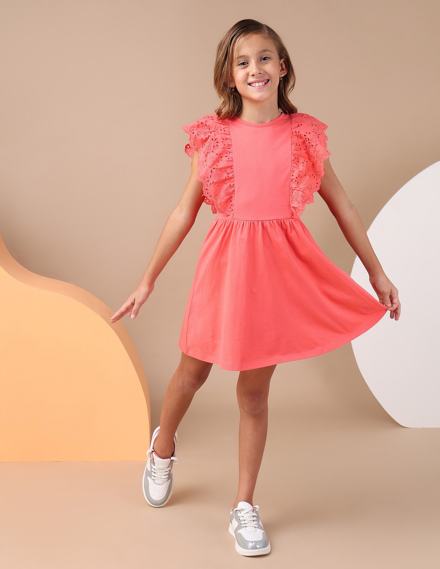 U.S. Polo Assn. Kids Girls Schiffli Fit And Flare Dress