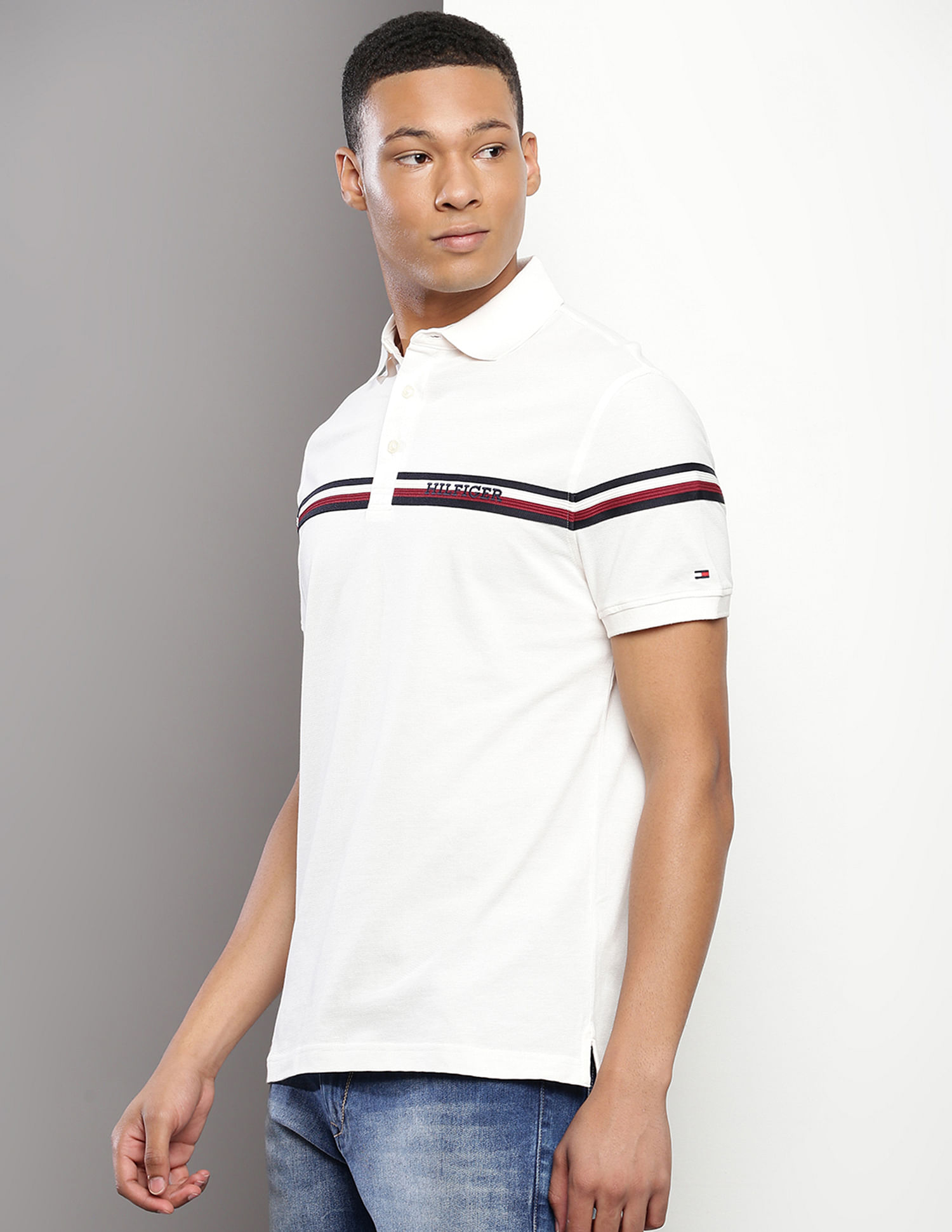 Tommy Hilfiger Transitional Cotton Brand Stripe Polo Shirt