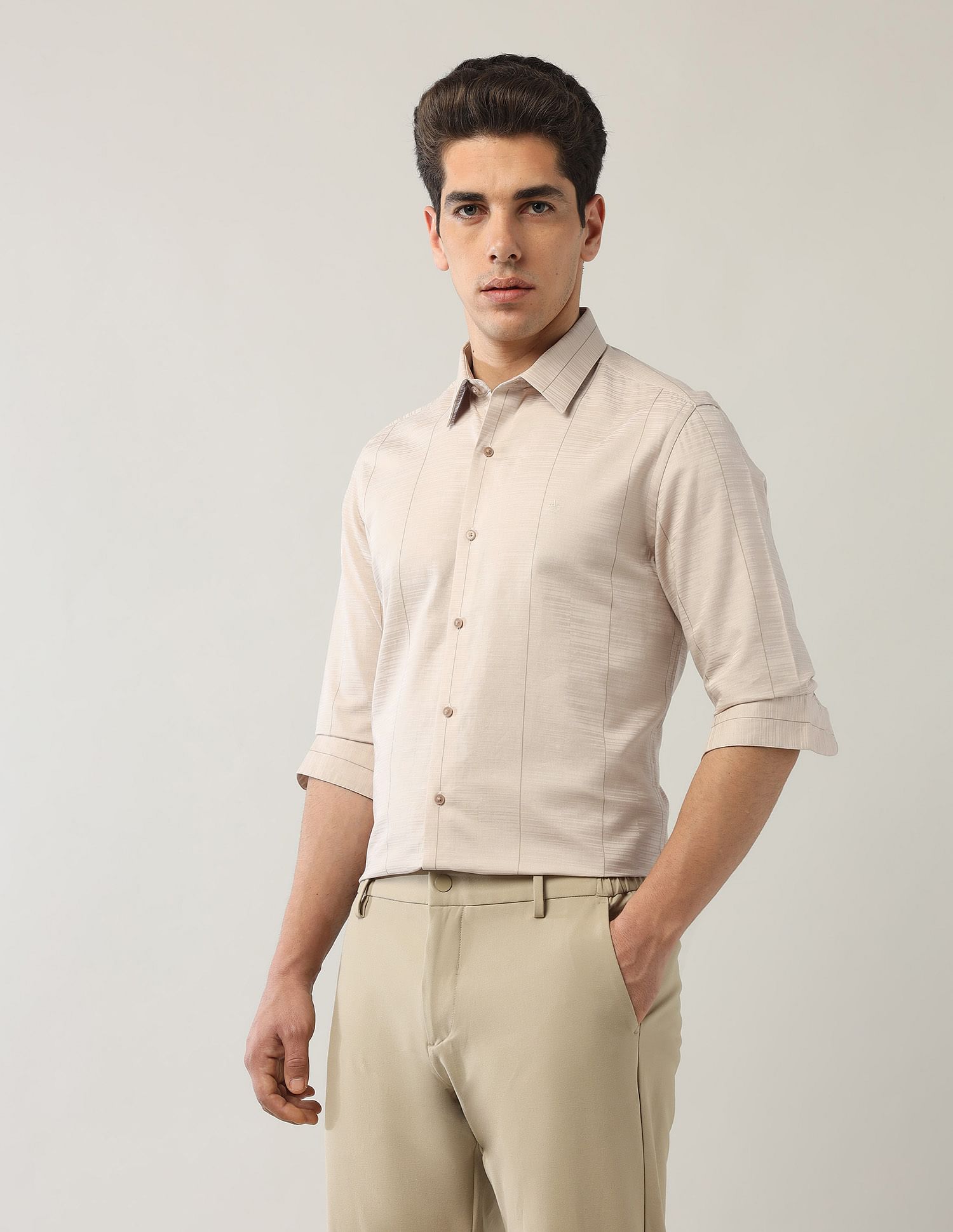 Arrow Newyork Manhattan Slim Fit Pure Cotton Satin Shirt
