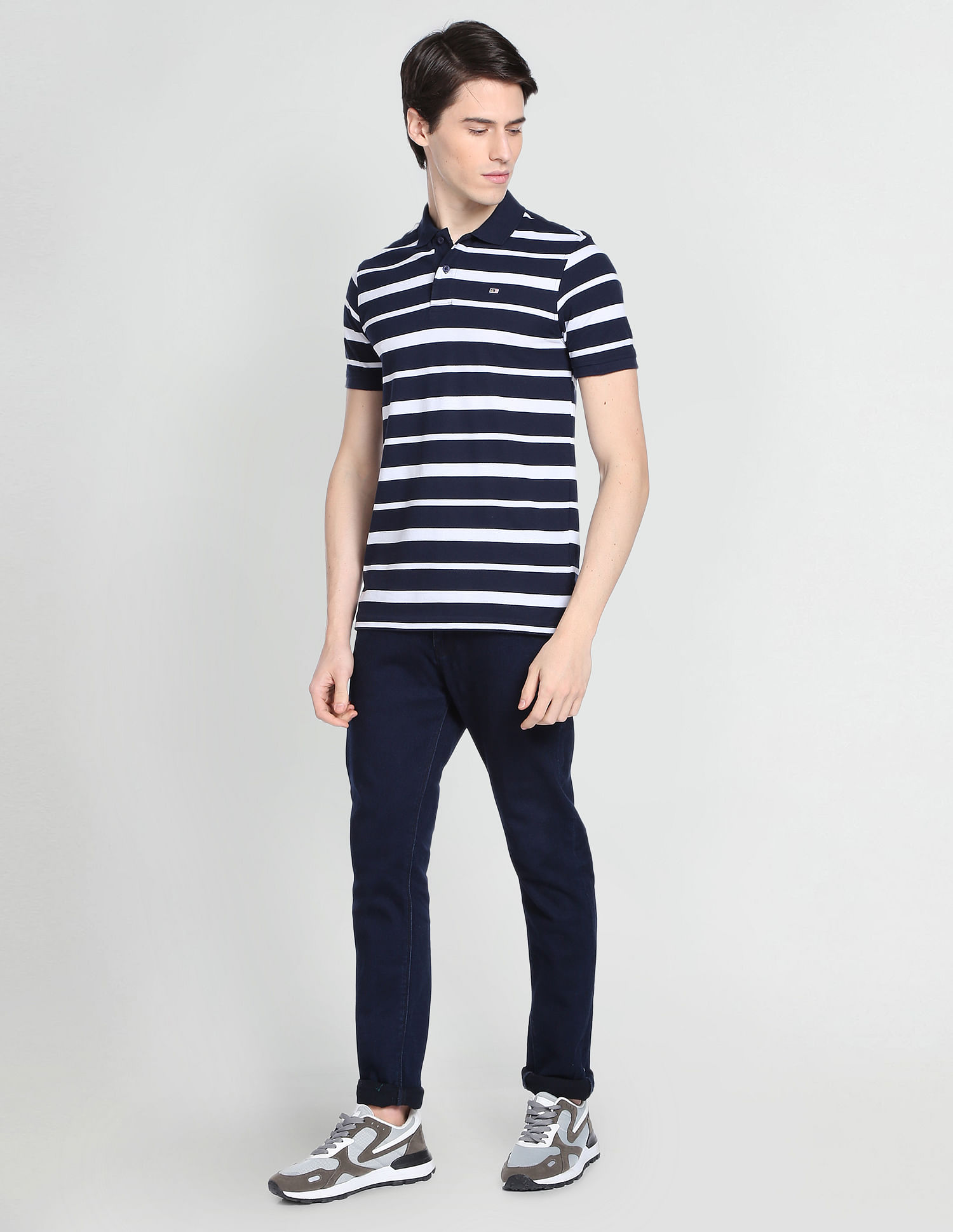Arrow Sports Horizontal Striped Polo Shirt