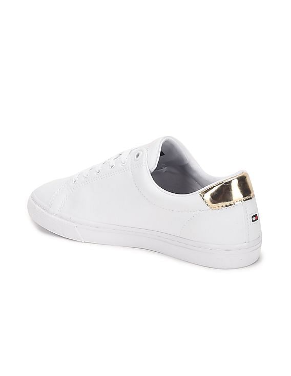 Buy Tommy Hilfiger Women White Lace Up Brand Flag Sneakers