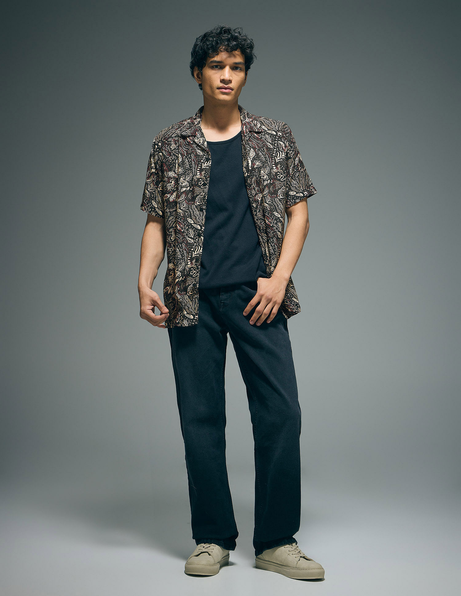 Flying Machine Tropical Print Cotton Shirt